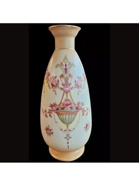 Antique Crown Devon Etna Vase Edwardian English Porcelain Pink Rose Gold Gilt